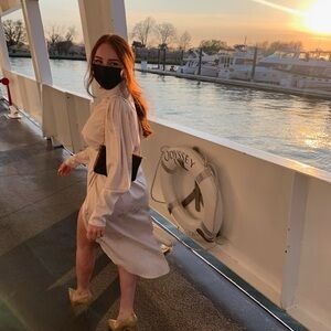 Elegant Off-White Long-Sleeve Dress